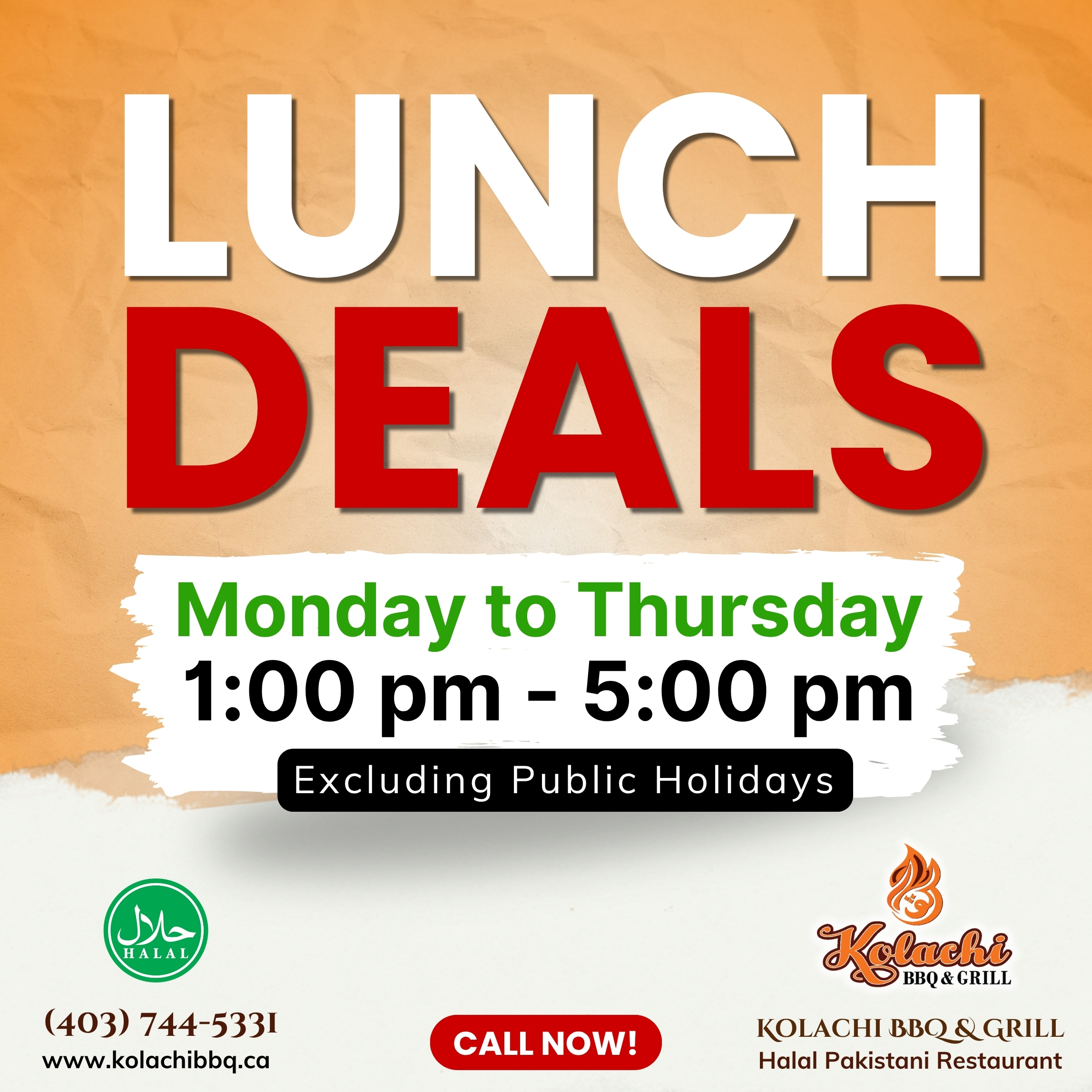 Kolachi BBQ & Grill Calgary Halal - Lunch Deal